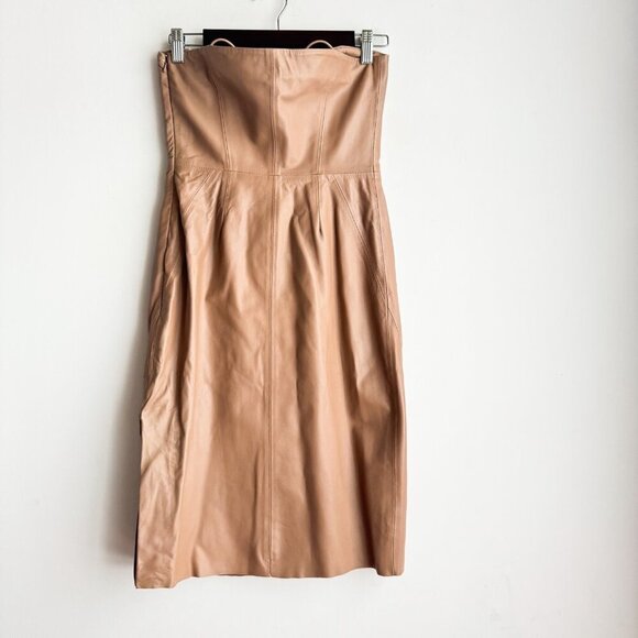 Revolve Lamarque Nude Beige Leather Bodycon Dress XS/0 - Picture 7 of 8